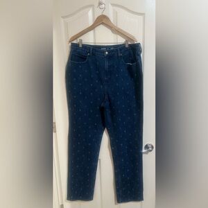 NWOT Women’s Old Navy Curvy EXTRA HIGH-RISE STRAIGHT Embroidered Print Jeans 16T